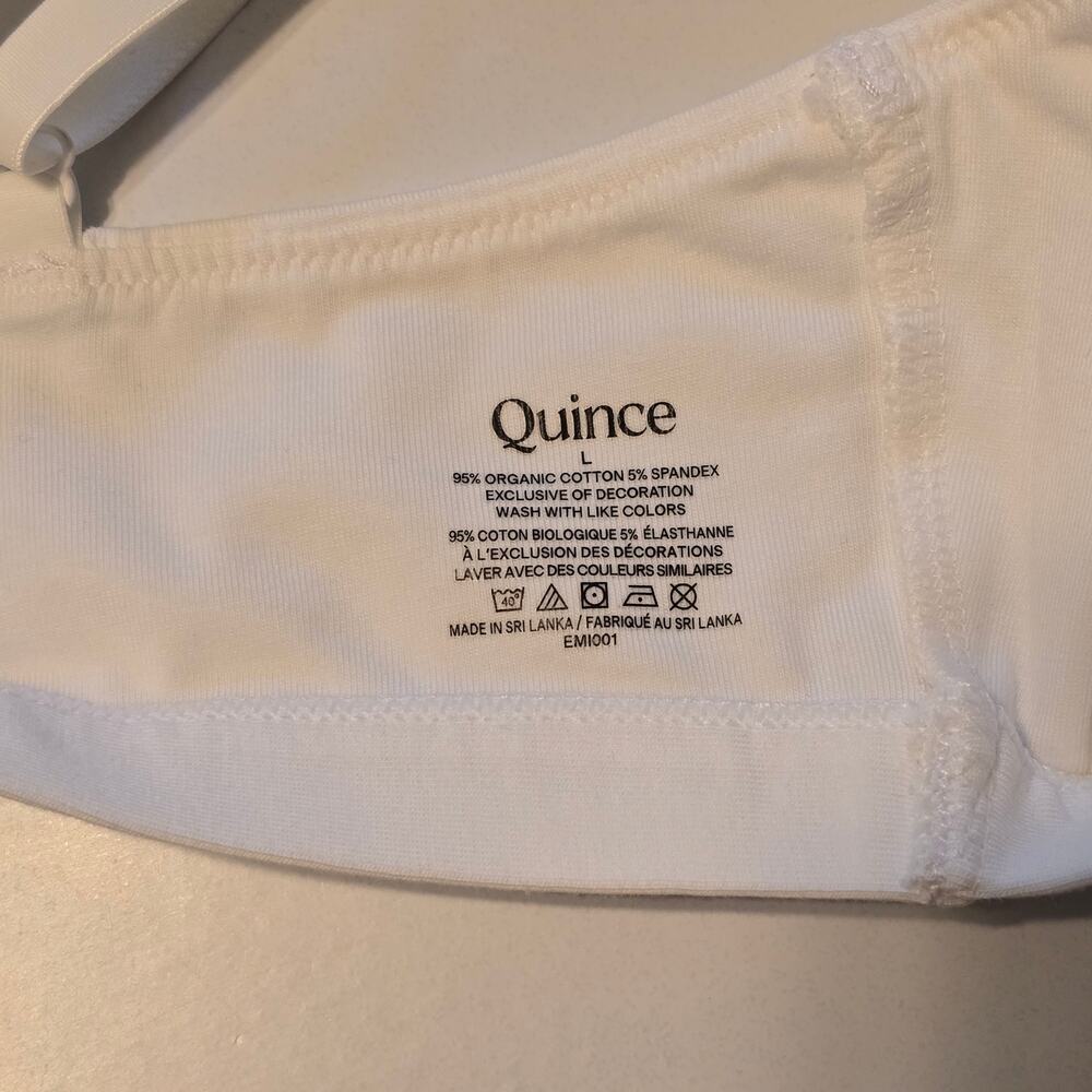 Quince Organic Cotton Scoop Bralette 2 Pack White Womens Size Large NWOT - Picture 2 of 6